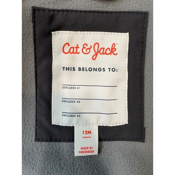 Cat & Jack Baby Boy 12M Hooded Zip-Up Jacket Coat Two-Tone Gray - Picture 10 of 10